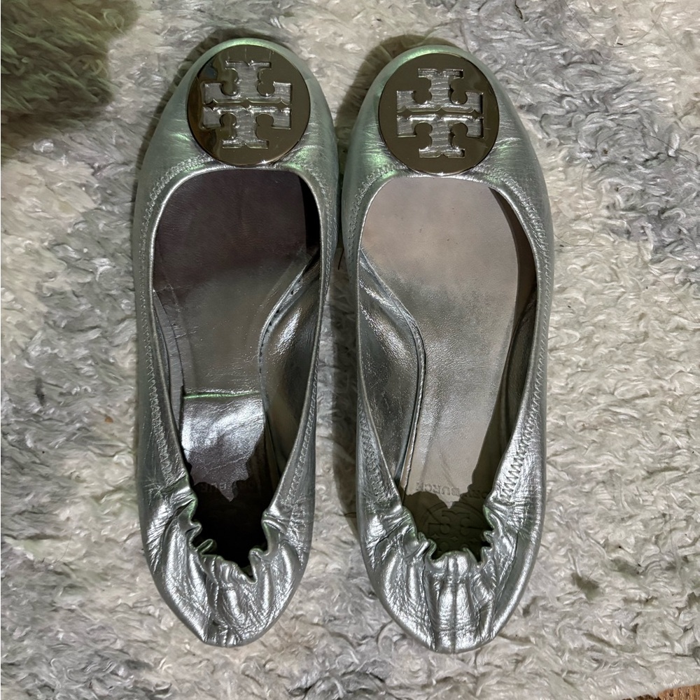 Tory Burch Silver Ballet Flats